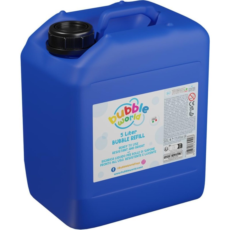 Bubble World - Recharge pour Bulles de Savon - 5 L - Fabriqué en Italie